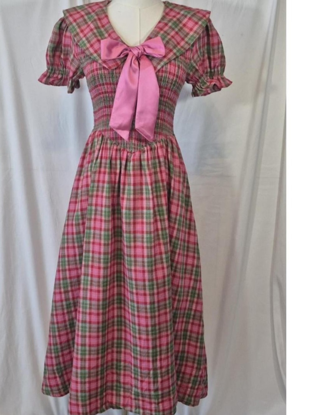 Ivy City Alice Dress in Pink Tartan 100% cotton
